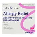 Foster & Thrive Allergy Relief Diphenhydramine HCl 25 mg Minitabs (Box of 24)