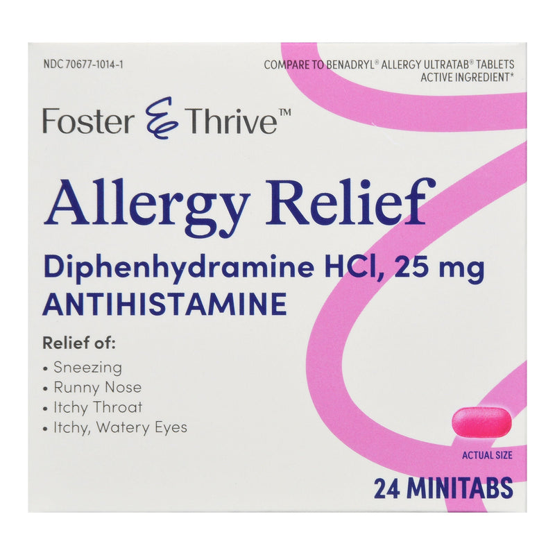 Foster & Thrive Allergy Relief Diphenhydramine HCl 25 mg Minitabs (Box of 24)