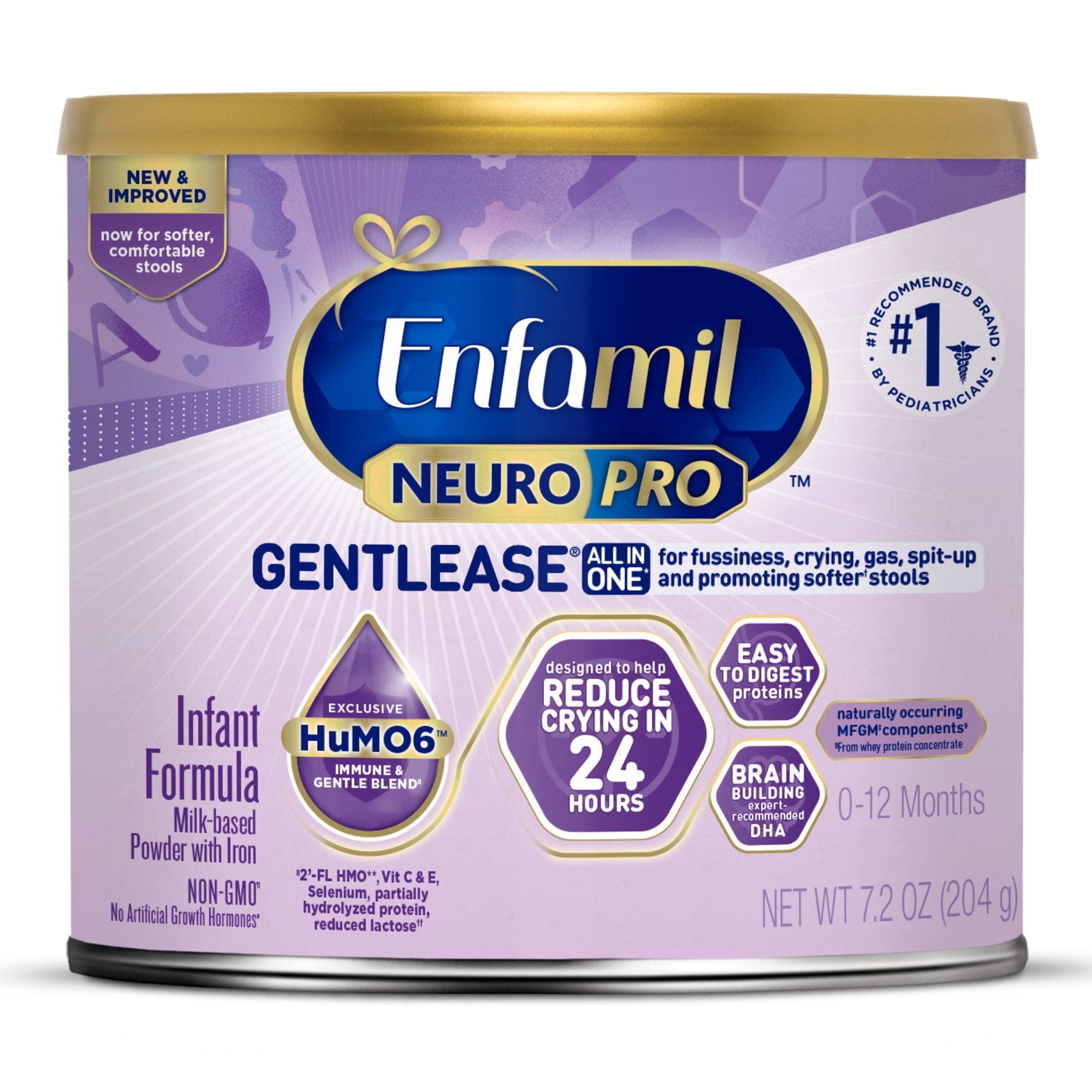 Mead Johnson Infant Formula Enfamil NeuroPro Gentlease Unflavored 7.2 oz. Can Powder Milk-Based Crying / Spitup (6/CS) 