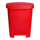 McKesson Waste Can with Step-On Pedal, Plastic, Red, 15.16 x 14.37 x 18.9 Inch (Case)