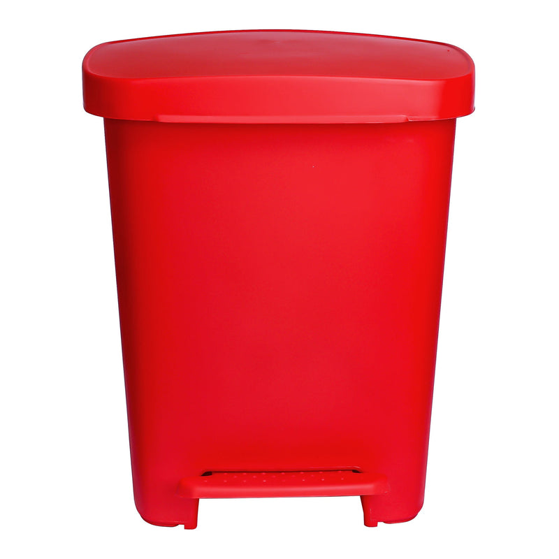McKesson Waste Can with Step-On Pedal, Plastic, Red, 15.16 x 14.37 x 18.9 Inch (Case)