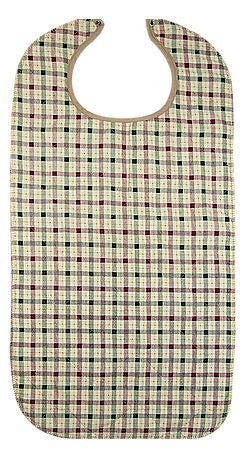 Beck's Classic Quilted Adult Bib, Autumn Beige Plaid, 18 x 34 Inch (Case of 60)