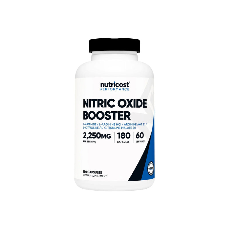 Dietary Supplement nutricost Nitric Oxide Booster L-Arginine - L-Arginine HCl - Arginine AKG 2:1 - L-Citrulline - L-Citrulline Malate 2:1 500 mg - 500 mg - 500 mg - 375 mg - 375 mg Strength Capsule 180 Per Bottle (Case of 2160)