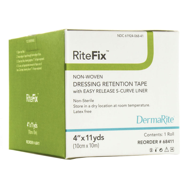 RiteFix Nonwoven Dressing Retention Tape, 4 Inch x 11 Yard, White (Box)