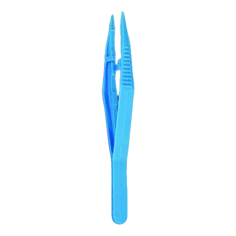 Dressing Forceps 5 Inch Length Floor / Office Grade Plastic Sterile NonLocking Thumb Handle Straight Serrated Tips 