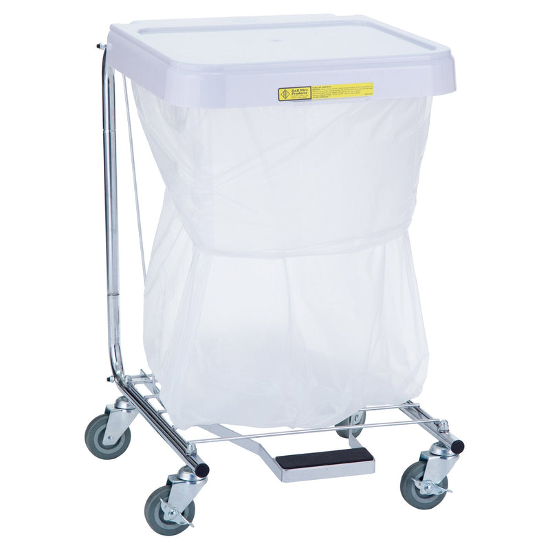 R & B Wire Products Hamper Stand Medium Duty Square Opening Foot Pedal Self-Closing Lid 