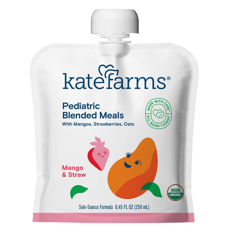 Kate Farms Pediatric Blended Meals with Mango and Strawberry, 8.45-ounce pouch (Case of 12) 