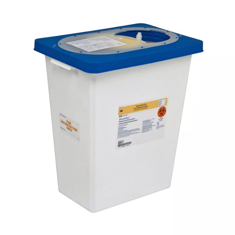Cardinal SharpSafety Pharmaceutical Waste Container, 8 Gallon, 17.75 x 11 x 15.5 Inch (10/CS) 