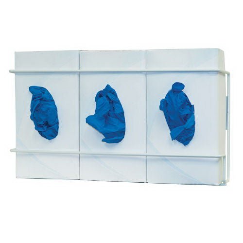 Glove Box Holder Horizontal or Vertical Mounted 3-Box Capacity White 3.75 X 8.16 X 16.32 Inch Coated Wire (Pack of 2)