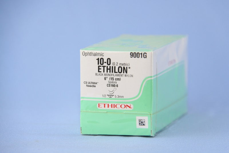 Nonabsorbable Suture with Needle Ethilon Polyamide CS160-6 1/2 Circle Ophthalmic Spatula Needle Size 10-0 Monofilament 