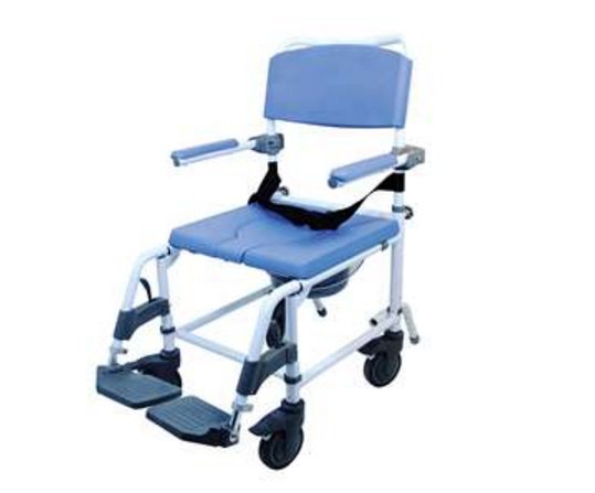 Alimed Commode / Shower Chair Healthline EZee Life Padded Flip-Back Arms Aluminum Frame Padded Backrest 18 Inch Seat Width 285 lbs. Weight Capacity 