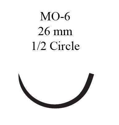 Nonabsorbable Suture with Needle Ethibond Polyester MO-6 1/2 Circle Taper Point Needle Size 0 Braided 