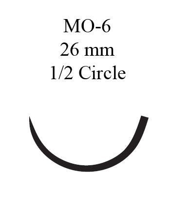 Nonabsorbable Suture with Needle Ethibond Polyester MO-6 1/2 Circle Taper Point Needle Size 0 Braided (Box of 12)