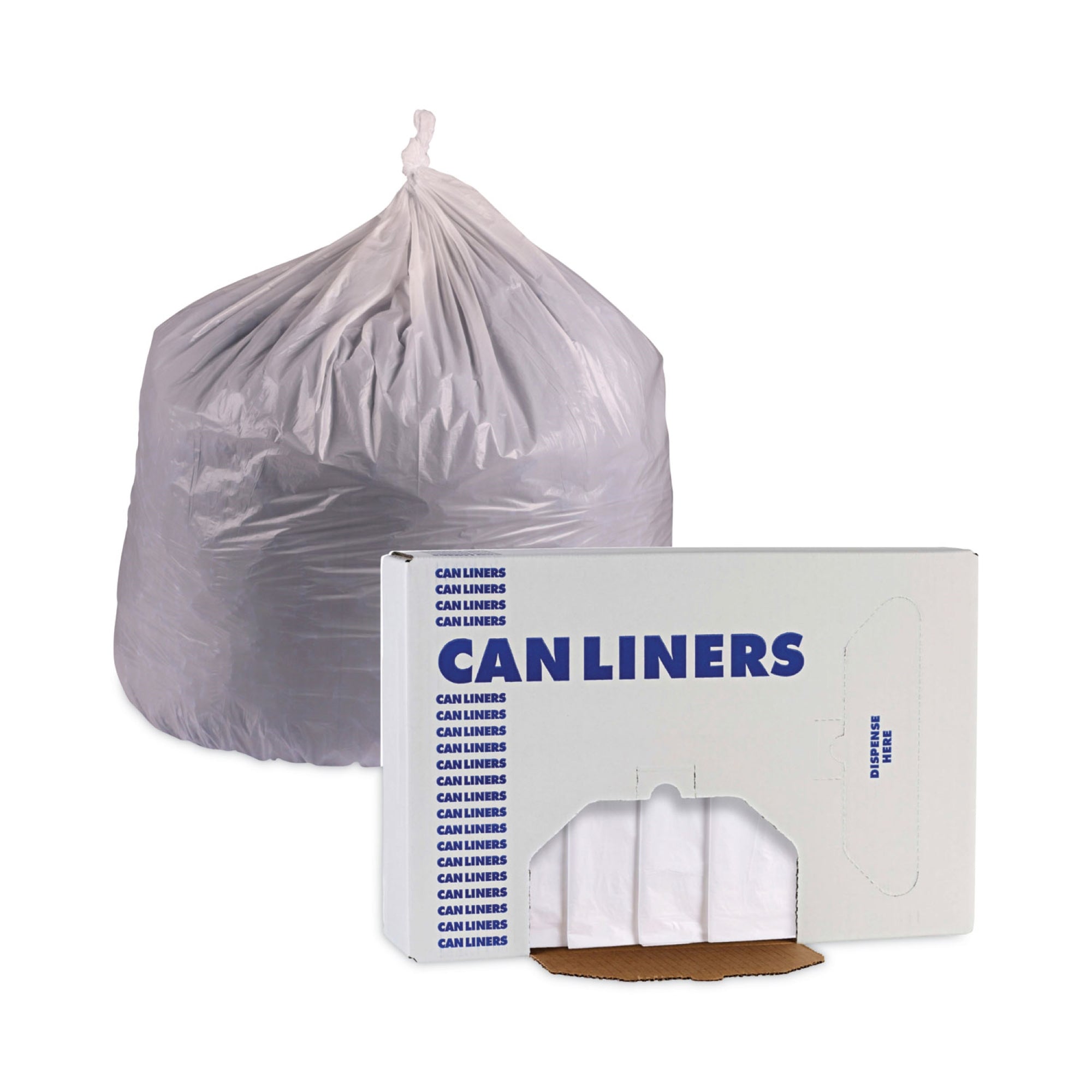 Essendant Co/United Stationers Trash Bag Boardwalk 60 gal. 0.70 mil 38 X 58 Inch White Industrial Strength Star Seal Bottom Flat Pack (100/CS) 