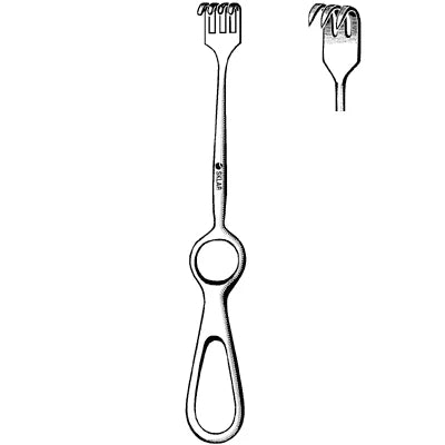 Sklar Volkman Retractor - 8-1/2", Sharp, 3 Prongs, Ring Handle - 60-5823 