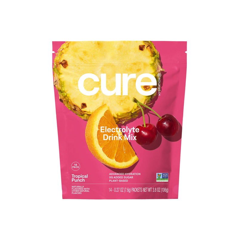 Cure Electrolyte Drink Mix, Tropical Punch, 7.7-gram Packets (Case of 168)
