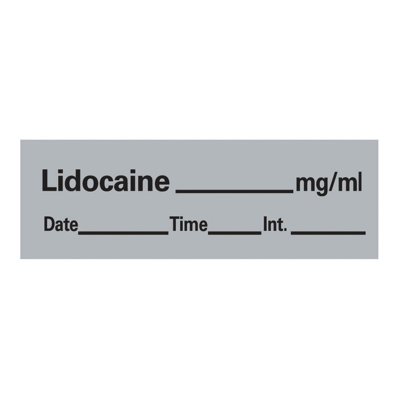 PDC Healthcare Timemed Anesthesia Label Tape, Lidocaine, 1/2 x 1-1/2 Inch 