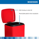 McKesson Trash Can with Plastic Liner, Square, Steel, Red, 5 Gallon (Case)