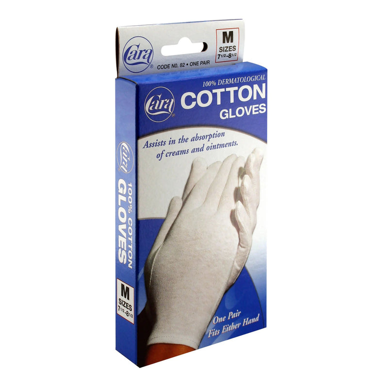 Cara Cotton Gloves Aid in Infection Prevention & Absorption of Moisturizers, MD (Pair)