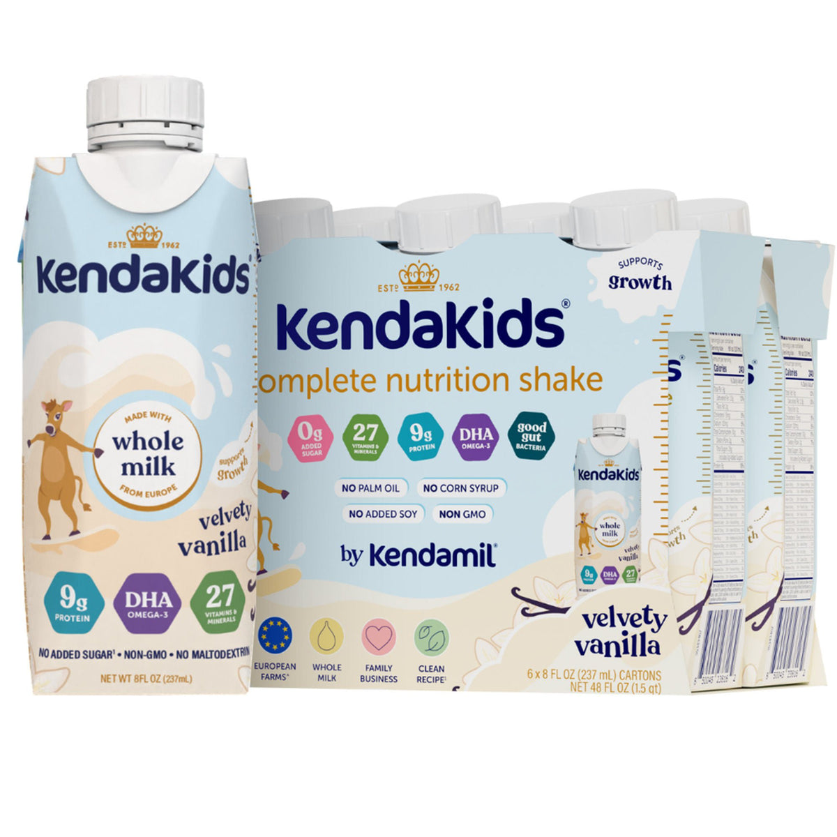 Pediatric Oral Supplement Kendakids Vita-Boost Shake Velvety Vanilla Flavor 8 oz. Carton Liquid Vitamins / Minerals (Case of 24)