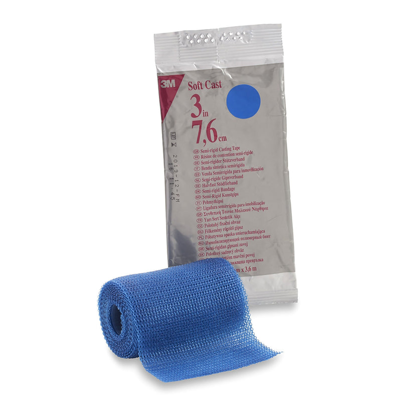 Cast Tape 3M Scotchcast Soft Cast Semi-Rigid 3 Inch X 12 Foot Fiberglass Blue (Case of 10 Rolls)