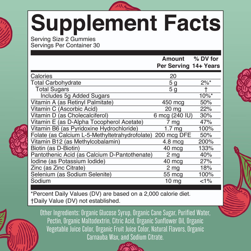 Multivitamin Supplement Mary Ruth's Organic Women's Vitamin A / C / D / E 450 mcg - 20 mg - 6 mcg - 7 mg Strength Gummie 60 Per Bottle Strawberry Flavor