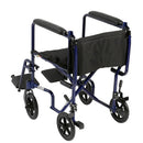 Transport Chair drive 17 Inch Seat Width Fixed Arm Height Swing-Away Footrest Aluminum Frame with Blue Finish