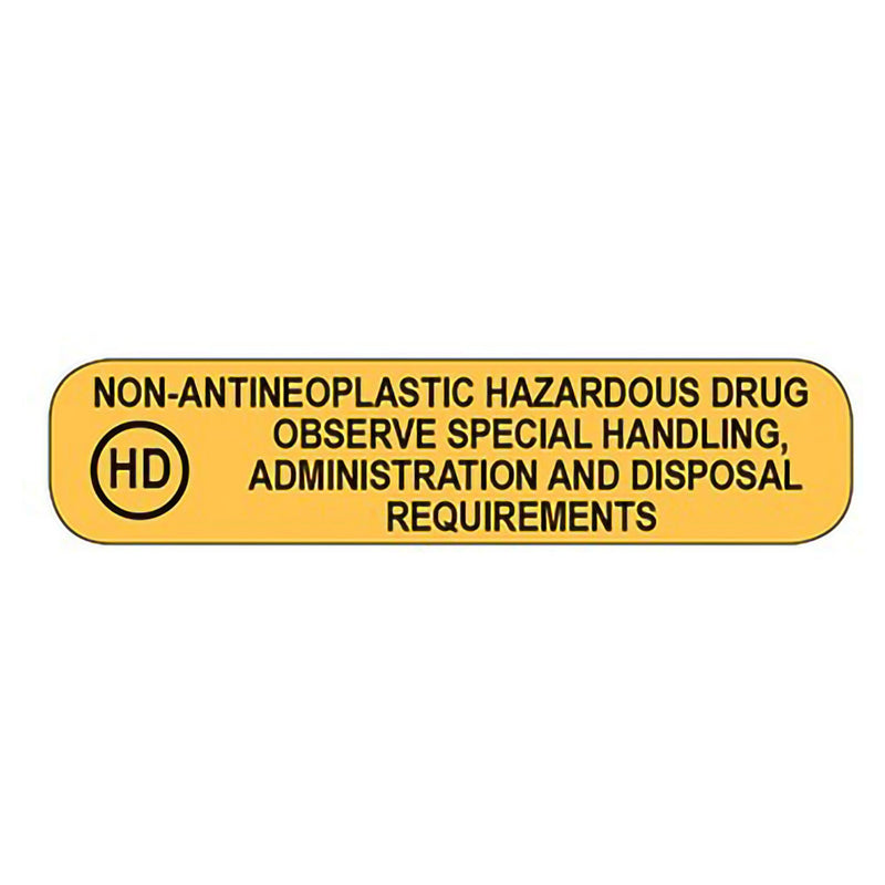 Pre-Printed Label Health Care Logistics Caution Label Yellow Permanent Paper Non-Antineoplastic Hazardous Drug Labels Black Biohazard 3/8 X 1-5/8 Inch (Pack of 1000) 