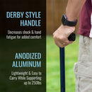 DMI Lightweight Adjustable T-Handle Cane, Blue, 31 – 40 Inch Height (Each)