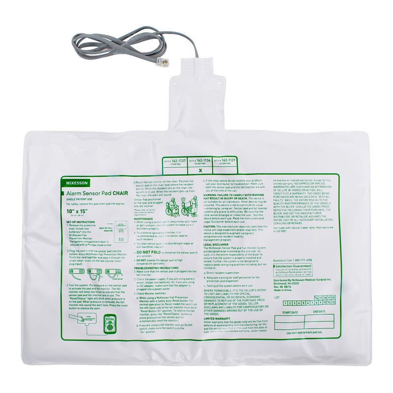 McKesson Chair Alarm Sensor Pad, 10 x 15 Inch (Case of 50)