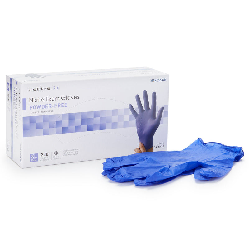 McKesson Confiderm 3.0 Nitrile Exam Glove, Extra Large, Blue (Case of 2300)