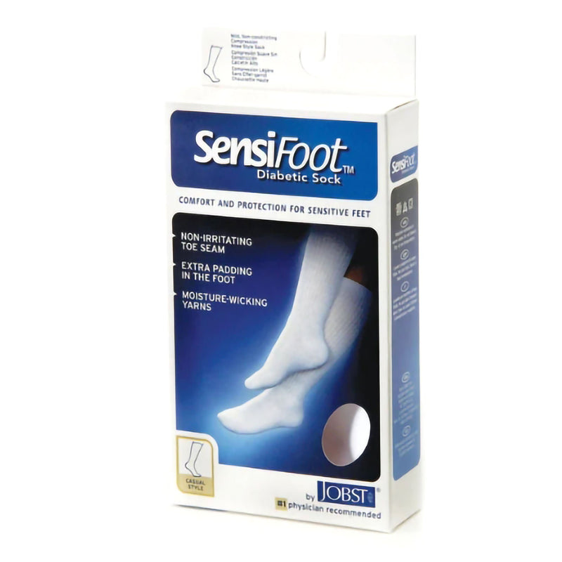 Compression Stocking Jobst SensiFoot Diabetic Knee High Large White Closed Toe (Pair)