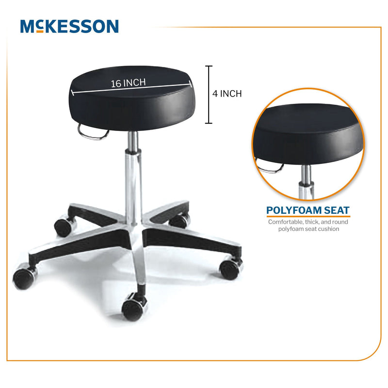 McKesson Round Pneumatic Exam Stool, Black, without Backrest