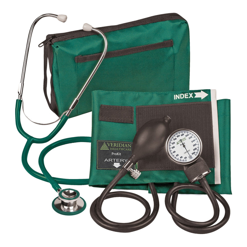 Combo ProKit Aneroid Sphygmomanometer Unit with Stethoscope, Green (20/CS)