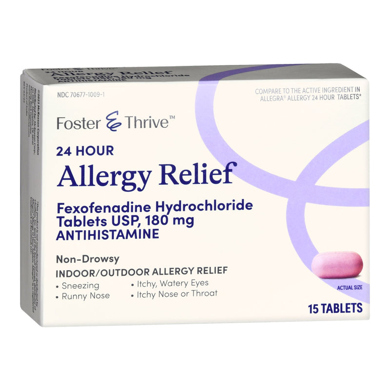 McKesson Brand Foster & Thrive 24 Hour Allergy Relief Fexofenadine HCl USP 180 mg Tablets (15/BX) 