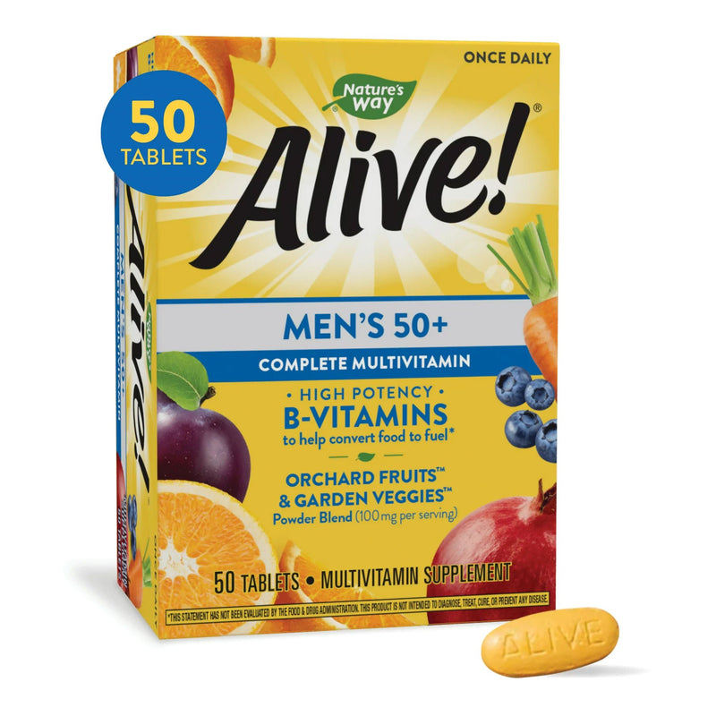 Nature's Way Alive! Men's 50+ Multi-Vitamin Multi-Mineral Tablets (Box of 50)