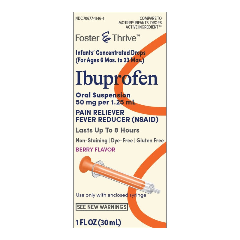 McKesson Brand Foster & Thrive Ibuprofen 50 mg Per 1.25 mL Infants' Concentrated Drops Berry 