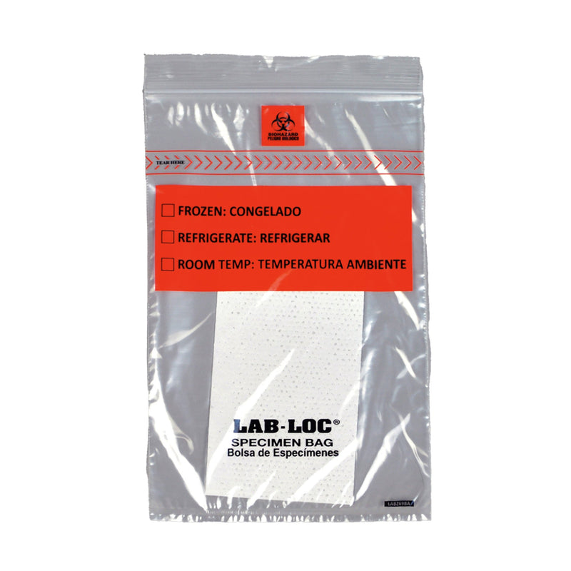 Elkay Plastics Lab-Loc Specimen Transport Bag, Document Pouch, Absorbent Pad, Zip Close, 6 x 9 (1000/CS)