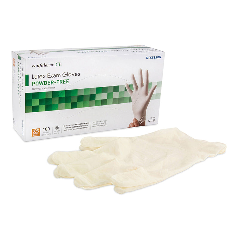 McKesson Confiderm CL Latex Gloves, Extra-Small, Ivory (Case of 1000) 