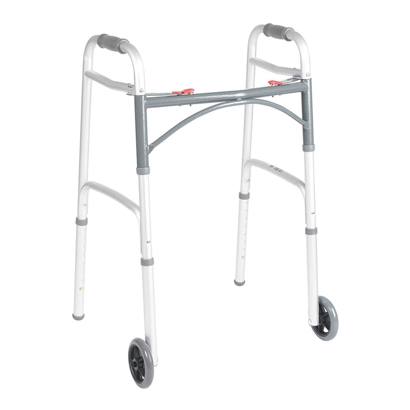 drive Deluxe Aluminum Dual Release Folding Walker, 25 – 32¼ Inch Height (Case of 4)