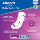 Attends Discreet Women's Maximum Bladder Control Pad, 13-Inch Length (Case of 200)