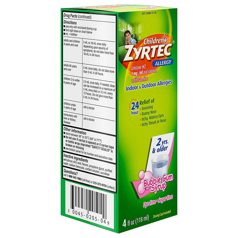 Children's Zyrtec Cetirizine Allergy Relief (Each)