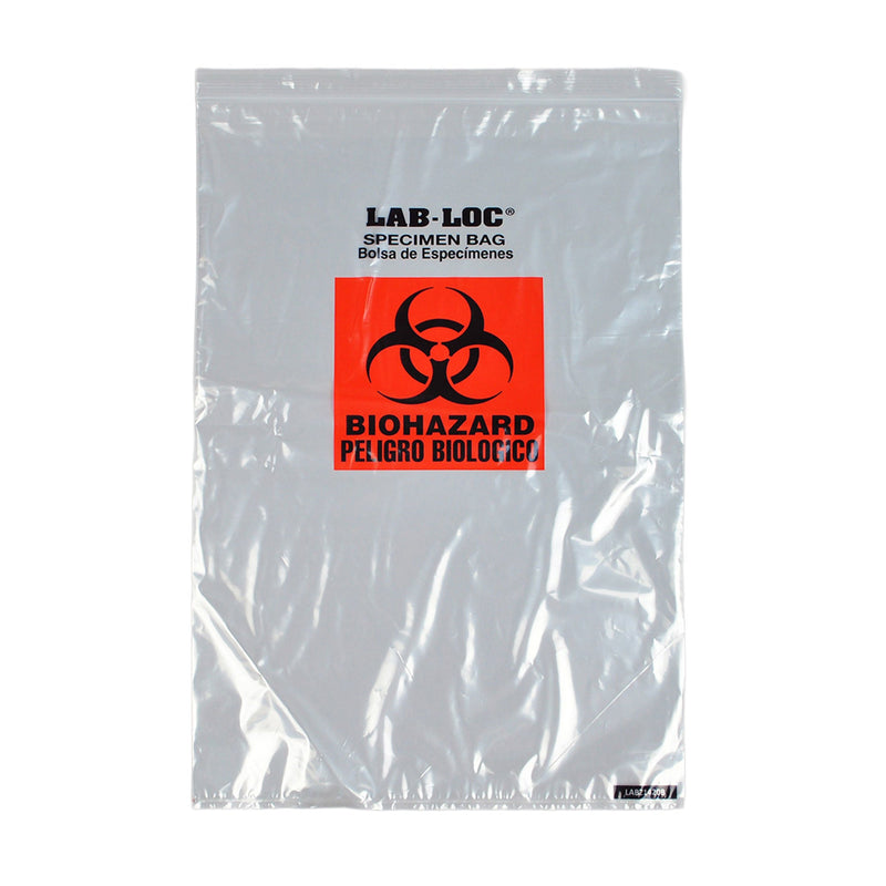 Lab-Loc Specimen Transport Bag with Document Pouch, Zip Closure, 14 x 20 Inch (Case of 250)