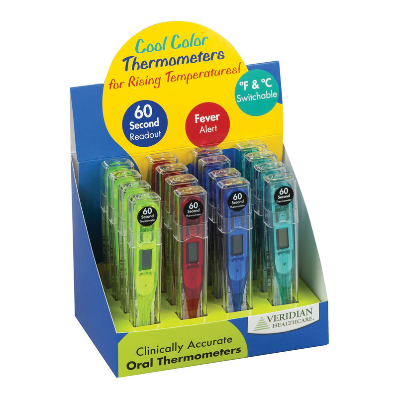 60 Second Digital Thermometers, 16 Piece Display (Case of 128)