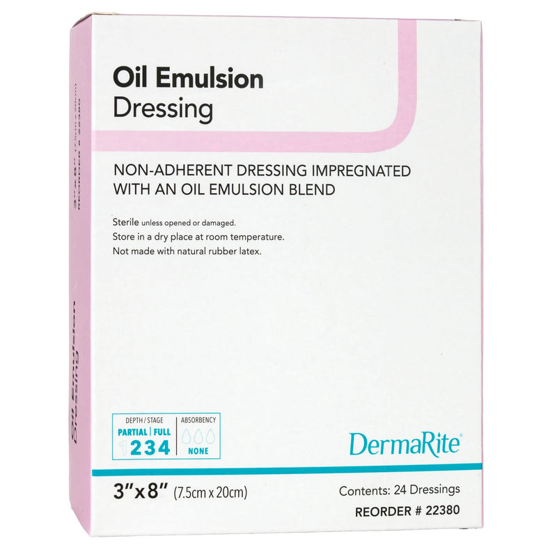 DermaRite Oil Emulsion Impregnated Dressing, 3 x 8 Inch (Box of 24)