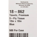 McKesson Nonsterile Blue Procedure Towel, 13 x 18 Inch (Case of 500)
