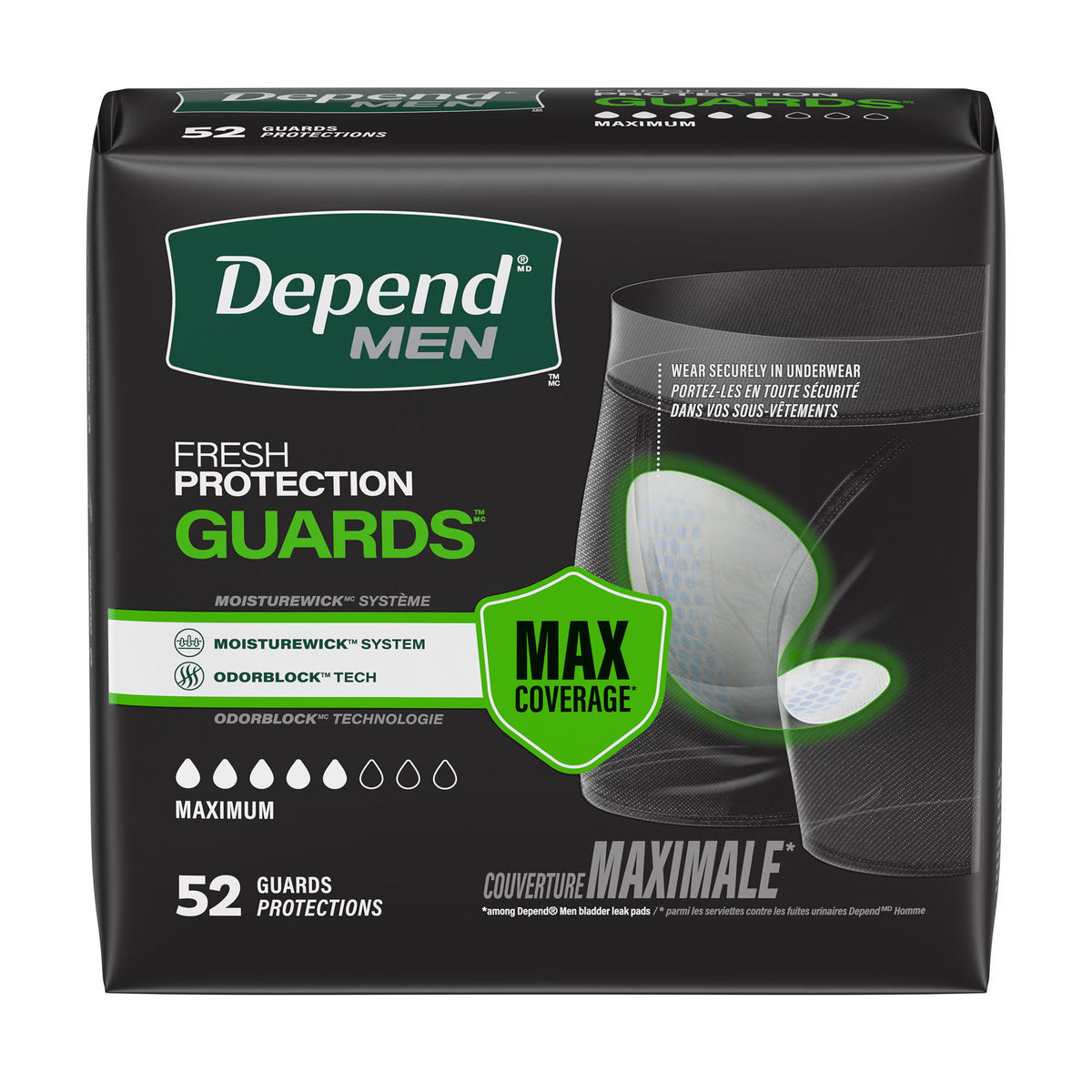 Depend Men Fresh Protection Guards, 7.2 x 10.6 Inch - 58413