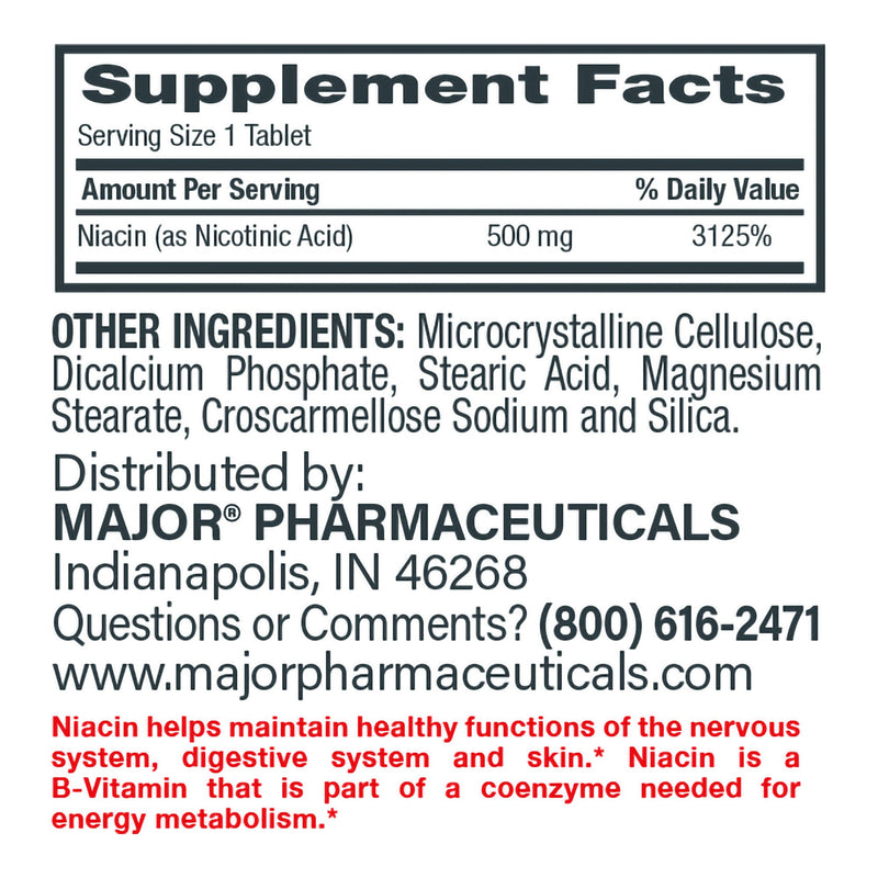 Major Vitamin B-3 Dietary Supplement (Bottle of 100)