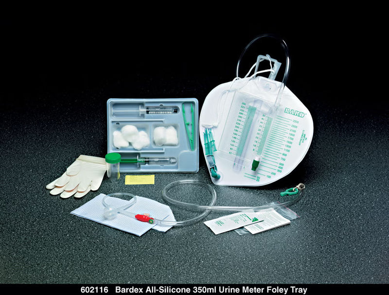 Indwelling Catheter Tray Bardex Foley 16 Fr. 5 cc Balloon Silicone (Case of 10)