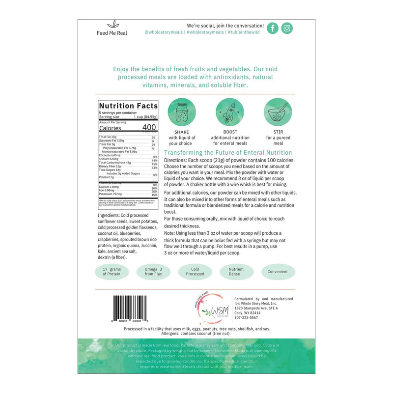 Oral Supplement Whole Story Meals Kale Quinoa Berry Flavor Powder 16 oz. Pouch 
